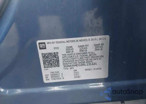 2024 Chevrolet Equinox Fwd Ls из США, поврежденный, VIN 3GNAXHEG3RL131421